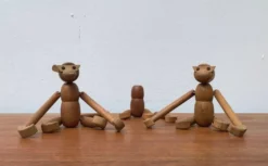 Singes en bois danois du milieu du siècle, lot de 3