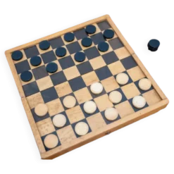 Small game of travel checkers, beech wood, 1970