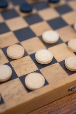 Small game of travel checkers, beech wood, 1970