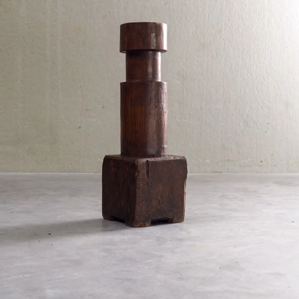 Socle sculptural en bois massif