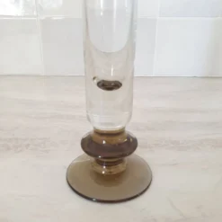 Soliflore en verre et pied marron fumé