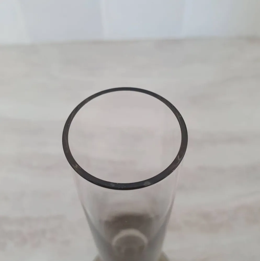 Soliflore en verre et pied marron fumé