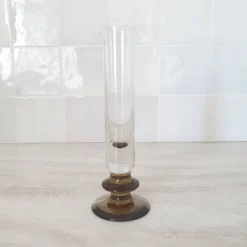 Soliflore en verre et pied marron fumé