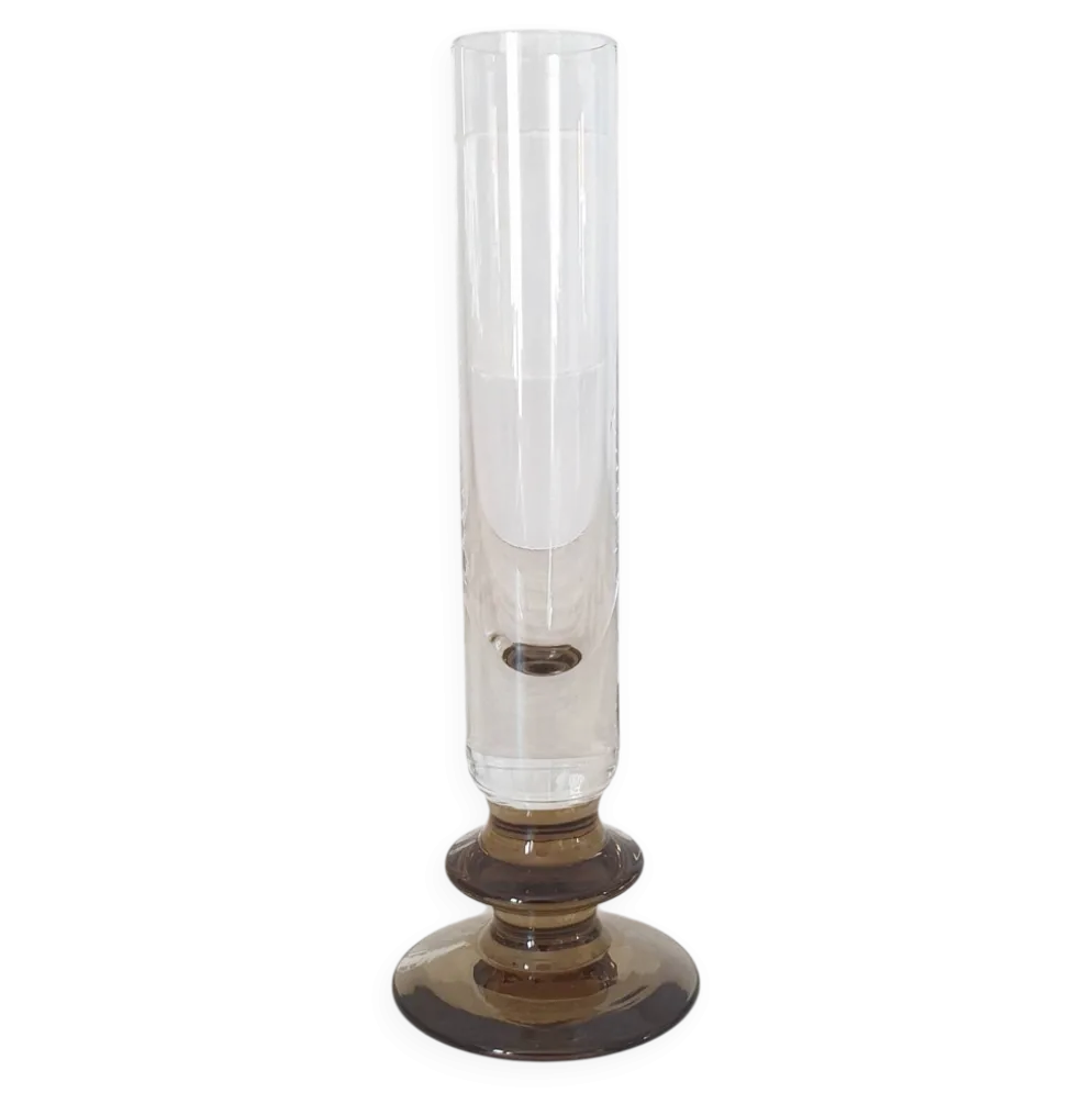 Soliflore en verre et pied marron fumé