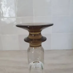 Soliflore en verre et pied marron fumé