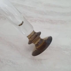 Soliflore en verre et pied marron fumé