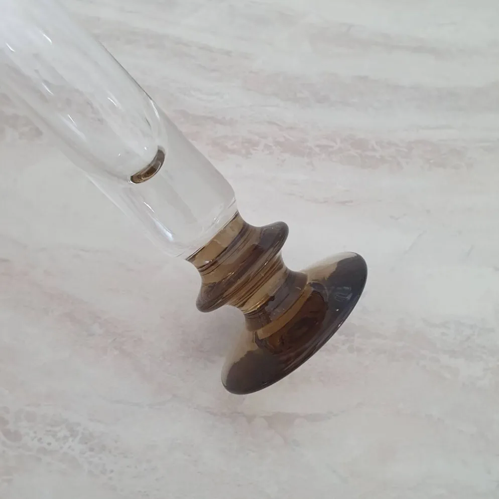 Soliflore en verre et pied marron fumé