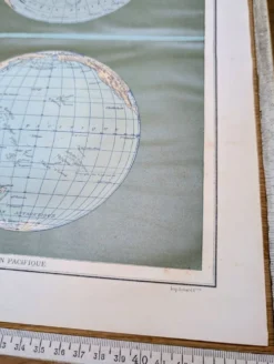 Sphère Terrestre, carte originale imprimée en 1907.