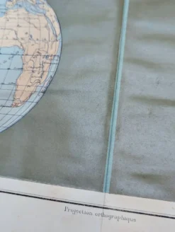 Sphère Terrestre, carte originale imprimée en 1907.