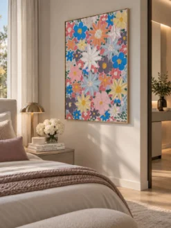 Spring bloom Tableau Texturé 60x80cm fait à la main signé avec cadre