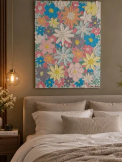 Spring bloom Tableau Texturé 60x80cm fait à la main signé avec cadre