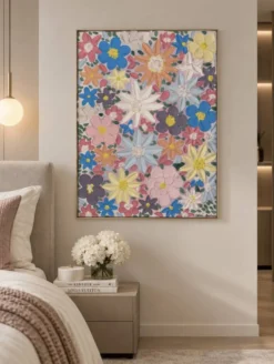 Spring bloom Tableau Texturé 60x80cm fait à la main signé avec cadre