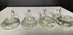 Série de 4 bougeoirs Schneider France en cristal années 70