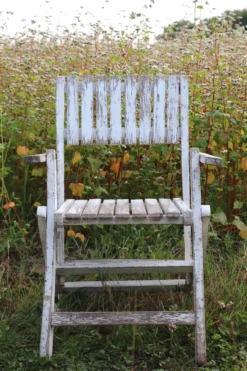 Série de 4 fauteuils de jardin pliants en bois latté – Design 1940