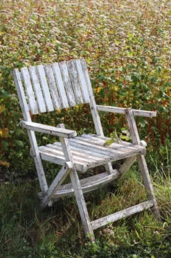 Série de 4 fauteuils de jardin pliants en bois latté – Design 1940