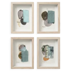 Série 4 dessins Abstrait Original Technique Mixte 15x20