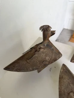 Série de trois bougeoirs oiseaux brutalistes Folk Art