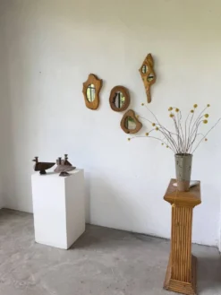 Série de trois bougeoirs oiseaux brutalistes Folk Art