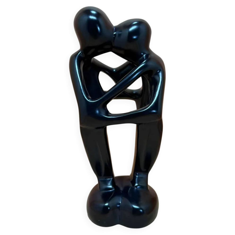 Statue africaine en stéatite représentant 2 amoureux, fabriquée au Kenya et