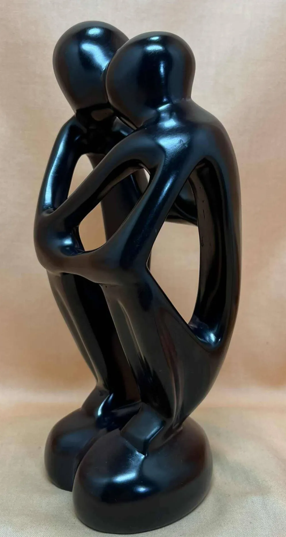 Statue africaine en stéatite représentant 2 amoureux, fabriquée au Kenya et