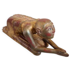 Statue Moine bouddhiste Birman en prière, XIXe siècle