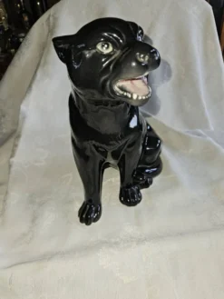 Statue Panthère Noire Vintage Céramique Italienne Années 70 - H25cm (R