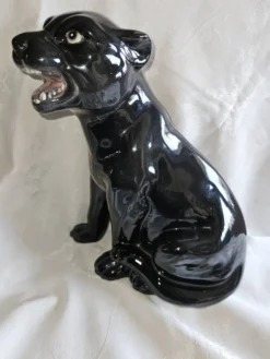 Statue Panthère Noire Vintage Céramique Italienne Années 70 - H25cm (R