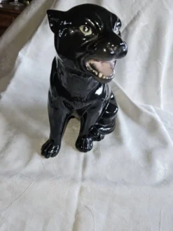 Statue Panthère Noire Vintage Céramique Italienne Années 70 - H25cm (R