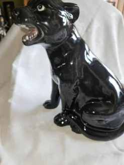 Statue Panthère Noire Vintage Céramique Italienne Années 70 - H25cm (R