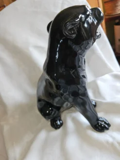 Statue Panthère Noire Vintage Céramique Italienne Années 70 - H25cm (R