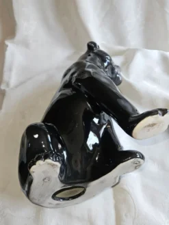 Statue Panthère Noire Vintage Céramique Italienne Années 70 - H25cm (R