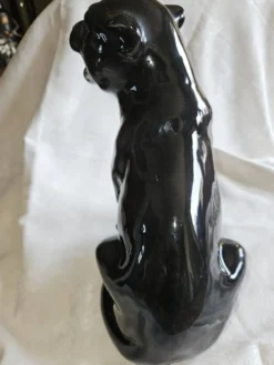 Statue Panthère Noire Vintage Céramique Italienne Années 70 - H25cm (R