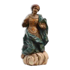 Statue religieuse française du XVIIIe siècle de la Vierge Marie sur un nuage