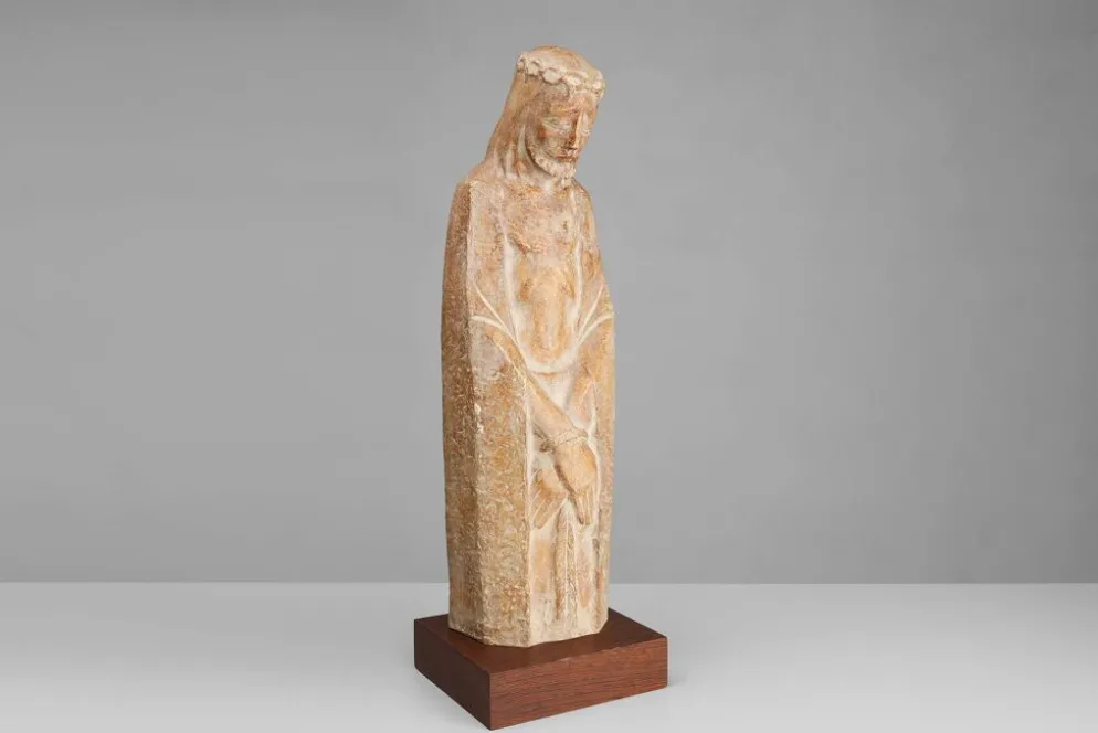Statue religieuse Jésus-Christ de style Art Déco par l'artiste belge André Tea