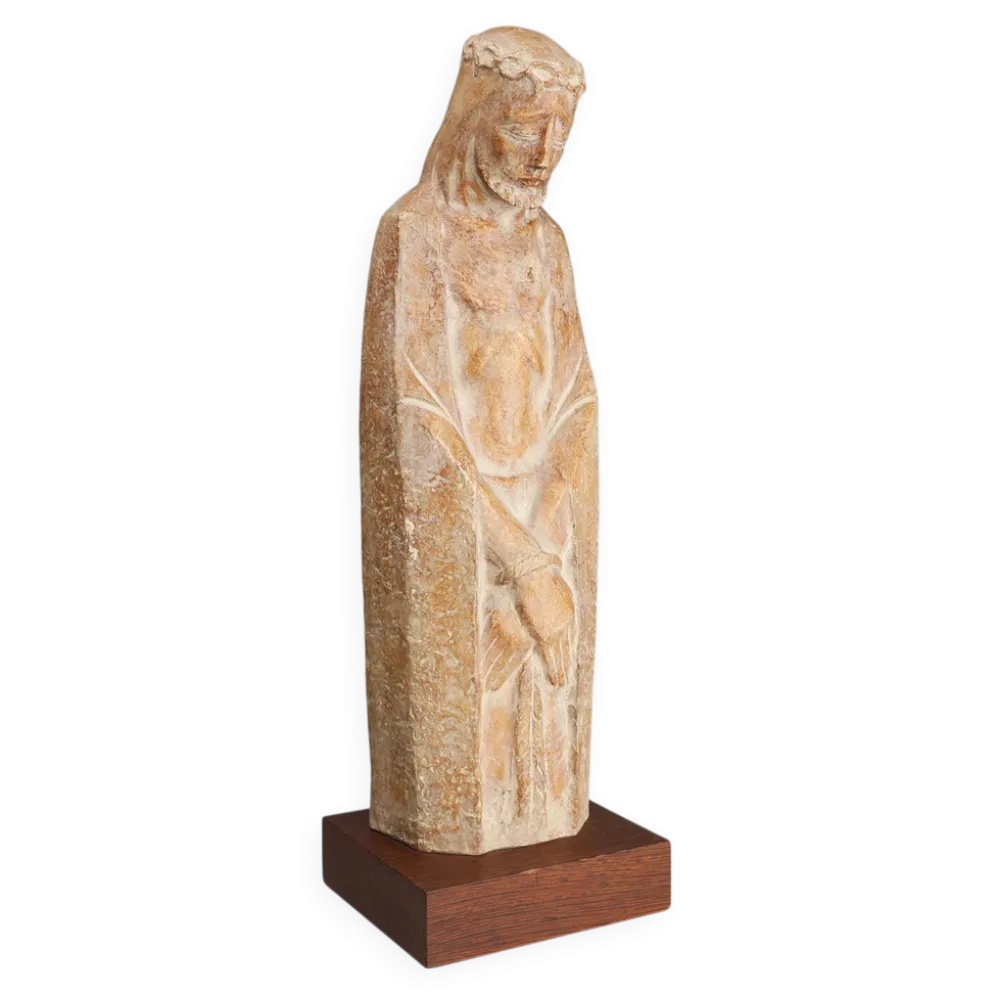 Statue religieuse Jésus-Christ de style Art Déco par l'artiste belge André Tea