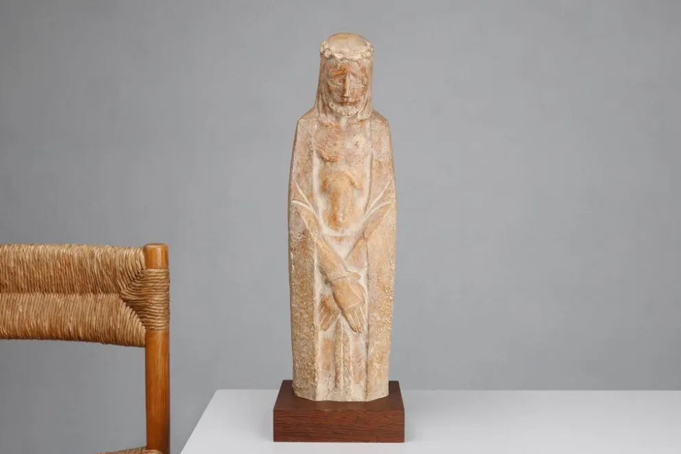 Statue religieuse Jésus-Christ de style Art Déco par l'artiste belge André Tea