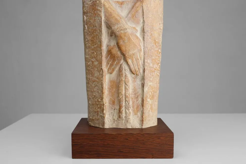 Statue religieuse Jésus-Christ de style Art Déco par l'artiste belge André Tea