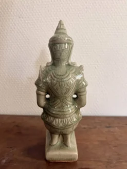Statuette Bouddha Teppanom Priere Celadon Vert Thailande Sawankhalok Asie