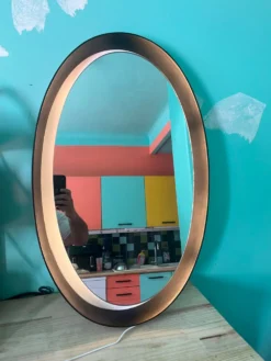 Sublime Miroir Ovale Vintage Lumineux (Années 70/80) 50x80 cm – Style