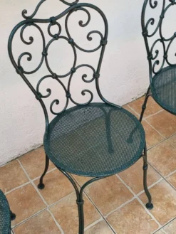 Suite de 4 chaises de jardin en fer forgé 1900