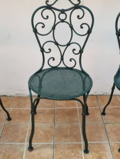 Suite de 4 chaises de jardin en fer forgé 1900