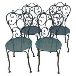 Suite de 4 chaises de jardin en fer forgé 1900