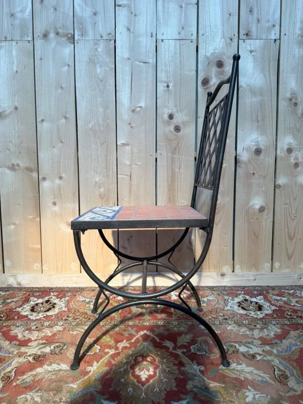 Suite de 6 chaises de jardin – Style méditerranéen années 1980 – Fer forgé