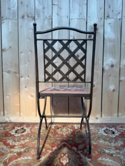 Suite de 6 chaises de jardin – Style méditerranéen années 1980 – Fer forgé