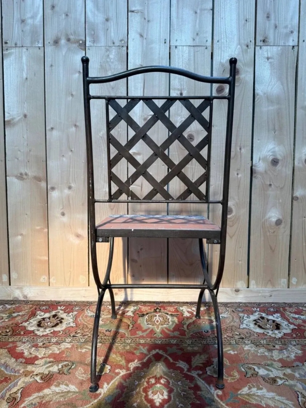 Suite de 6 chaises de jardin – Style méditerranéen années 1980 – Fer forgé