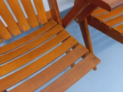 Suite de 4 fauteuils de jardin vintage en bois de hêtre des années 60