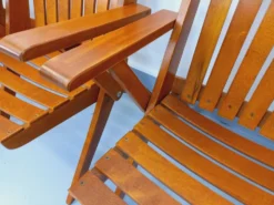 Suite de 4 fauteuils de jardin vintage en bois de hêtre des années 60