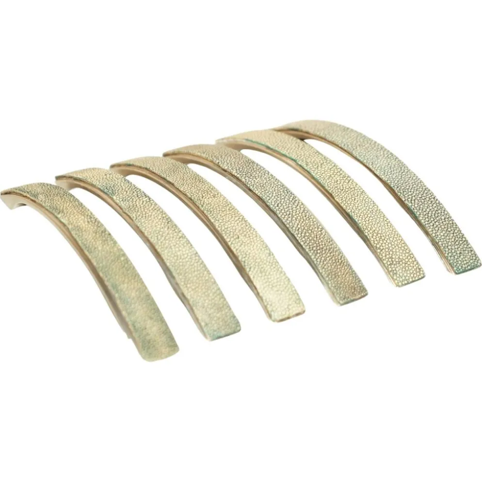 Suite de Six Poignées de Tiroir Contemporaines en Shagreen Requin Manta Ray