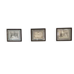 Suite de trois gravures, extraites de “l’instruction du Roy” Antoine de Pluvinel, 1666