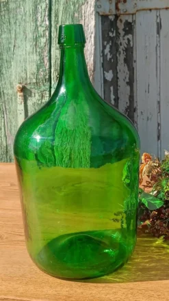 Superbe dame jeanne ancienne en verre vert